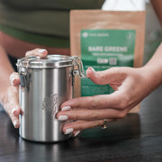 Bare Blends stainless steel booster canister